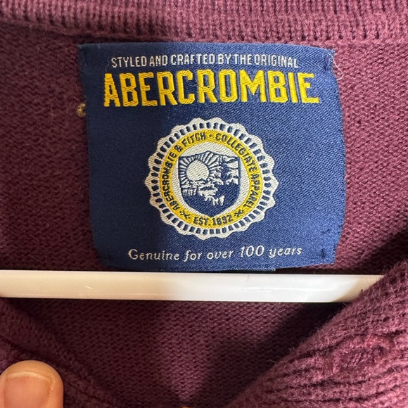Vintage Y2K Abercrombie & Fitch Burgundy Long Sleeve Polo Shirt L Moose Preppy - Picture 3 of 10
